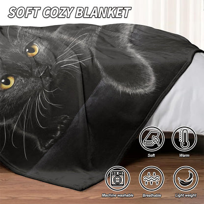 🐱 NU 50% KORTING! ✨ Black Cat All Season Deken - Ultrazacht en comfortabel, ideaal voor op de bank en om te ontspannen 🛋️✨