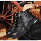 Vintage PU-leren herenlaarzen met veters
