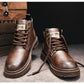 Vintage PU-leren herenlaarzen met veters