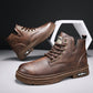 Vintage PU-leren herenlaarzen met veters