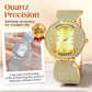 Dames elegante quartz horloge met fonkelende strass