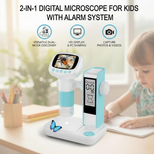 2-in-1 digitale kindermicroscoop met alarmsysteem