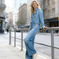 ⏰🎁2-delig pyjamas-set in imitatie-denim voor dames