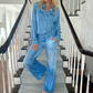 ⏰🎁2-delig pyjamas-set in imitatie-denim voor dames