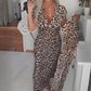 👗Nieuw binnen 50% KORTING!🥰Damesjurk met V-hals en luipaardprin