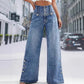 ⏰👖Hoge taille wijde pijpen jeans voor dames met zijsplitten