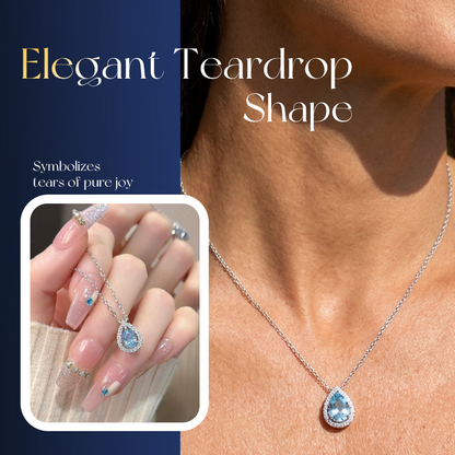 🌊 Feine Collierkette mit aquablauem Tropfen – Elegant & leicht kombinierbar💙