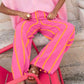 Dames casual broek met wijde pijpen en strepen