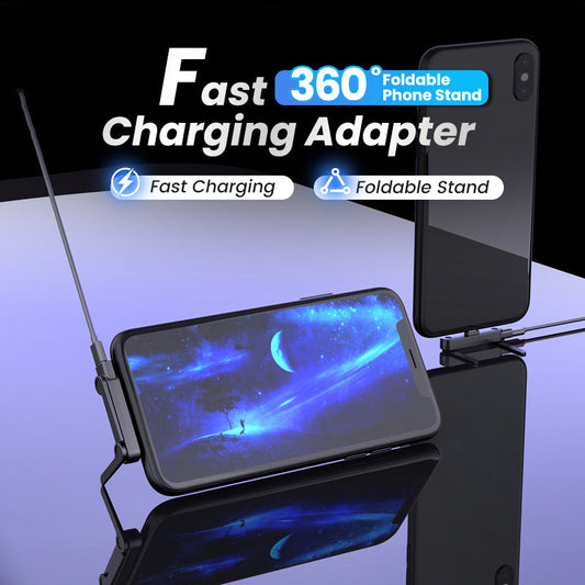 📢Grote uitverkoop – 67% KORTING 🔥 Snelle oplaadadapter met 360° opvouwbare telefoonstandaard