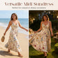 Plus size midi-jurk met bloemenprint en spaghettibandjes