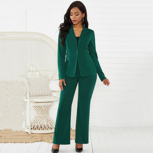 ⏰🎁Dames zakelijke blazer en broek, 2-delige set in effen kleur