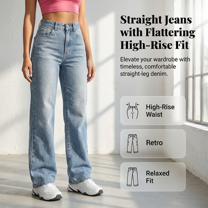 Dames Jeans met Hoge Taille en Rechte Pijp | Perfecte Pasvorm