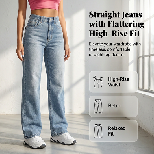 Dames Jeans met Hoge Taille en Rechte Pijp | Perfecte Pasvorm