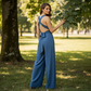 ⏰🎁Halter jumpsuit met V-hals en wijde pijpen – open rug