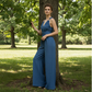 ⏰🎁Halter jumpsuit met V-hals en wijde pijpen – open rug