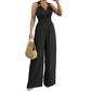 ⏰🎁Halter jumpsuit met V-hals en wijde pijpen – open rug