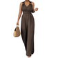 ⏰🎁Halter jumpsuit met V-hals en wijde pijpen – open rug