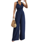 ⏰🎁Halter jumpsuit met V-hals en wijde pijpen – open rug