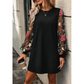 👗 NU 50% KORTING! 🌸 Damesjurk met geborduurde bloemenprint en mesh mouwen – doorschijnende botanische mouwen, relaxte pasvorm en ademend 🌿