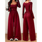 Dames casual jumpsuit met vierkante hals en wijde pijpen