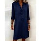 Dames Linnen Blousejurk met Ruches en V-hals