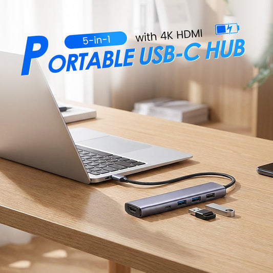 ⏰🎁Draagbare 5-in-1 USB-C-hub met 4K HDMI-uitgang