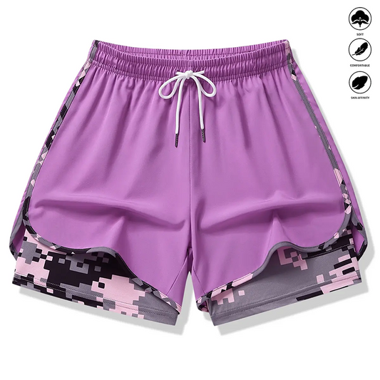 💎50% OP 2-IN-1 ATHLETIC SHORTS💎Ademende stof, camo-voering & zakken voor dames🏃‍♀️✨