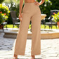 ⏰🎁Dames Effen Kleur Casual Broek met Wijde Pijpen
