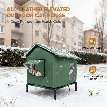 🐈 62% KORTING – Verhoogd Kattenhuis voor Buiten | Waterdicht, Geïsoleerd & Beschermd tegen Weer en Wind 🌧️✨