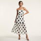 ⏰🎁Elegante Strapless Jurk Met Stippen & Gelaagde Rok – Speels & Vrouwelijk