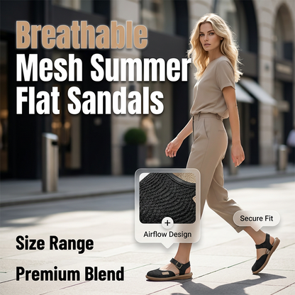 🔥🎁Breathable Mesh Flat Sandals with Ankle Strap