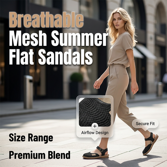 🔥🎁Breathable Mesh Flat Sandals with Ankle Strap