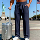 🛒 54 % korting 👖Herenbroek met elastische tailleband en trekkoord, recht model
