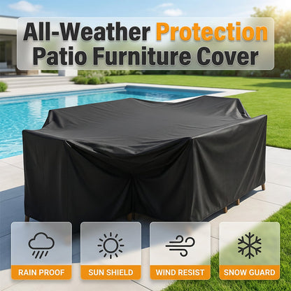 ☔Tuinmeubelen afdekken met een hoes die bij storm niet wegwaait – 210D Oxford Tuinmeubelhoes | Waterdicht | UV-bestendig | 6 Maten | Zwart of Zilver ☀️🌧️