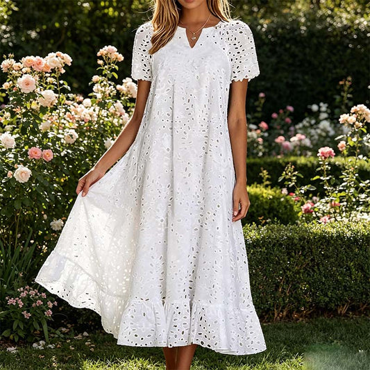 ⏰🎁Elegante damesjurk met V-hals en korte mouwen