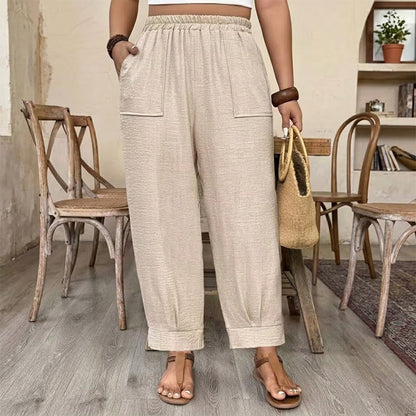 🎉 50% KORTING! 👖 Dames Casual Broek – Losse Pasvorm, Elastische Taille & Comfortabele Fit ✨