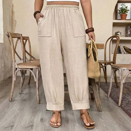 🎉 50% KORTING! 👖 Dames Casual Broek – Losse Pasvorm, Elastische Taille & Comfortabele Fit ✨