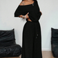 Tweedelige set voor dames: top met blote schouders en broek