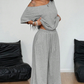 Tweedelige set voor dames: top met blote schouders en broek