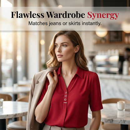 ⏰🎁Effen blouse met korte mouwen voor dames