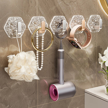 📢📢 50% KORTING🪝 Zware zelfklevende hexagonale ribbelhaakjes van kunststof – 10/20 stuks, waterdicht en roestvrij, eenvoudig te bevestigen voor badkamer, keuken, sleutels en handdoeken.