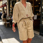 ☀️ Zomerse Casual Set voor Dames – V-hals Top & Short ✨ Comfort & Stijl in Één