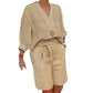 ☀️ Zomerse Casual Set voor Dames – V-hals Top & Short ✨ Comfort & Stijl in Één