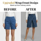 Asymmetrische Shorts Met Wijde Pijpen – Chique Imitatie Denim & Vintage Elegantie