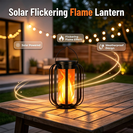 ☀️ Zonne-energie-lantaarn met flikkerende vlammen – Waterdicht & automatisch – Realistisch, warm licht, perfect voor terrassen, tuinen of paden – geen kabel nodig 🌙