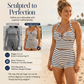 Gestreepte halter-tankini voor dames, 2-delige set