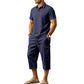 👕☀️Zomerse linnen set voor heren – Losvallend overhemd & cargoshorts, tweedelige outfit