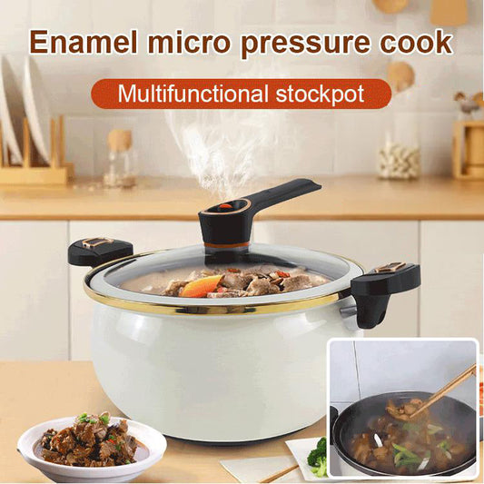 🔥 50% Korting 🍲 Emaille Microdrukpan – Sneller & Makkelijker Koken🍲Voor Heerlijke Gezinsmaaltijden