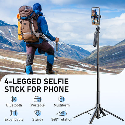 📸 Uitschuifbare Selfiestick met Vierpootstatief