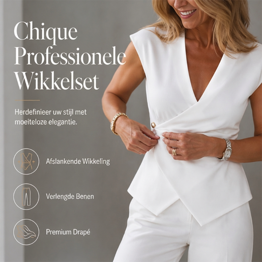 ✨ Elegante 2-Delige Dames Set – V-Hals Top Met Wijde Pijp Broek | Comfortabel & Stijlvol